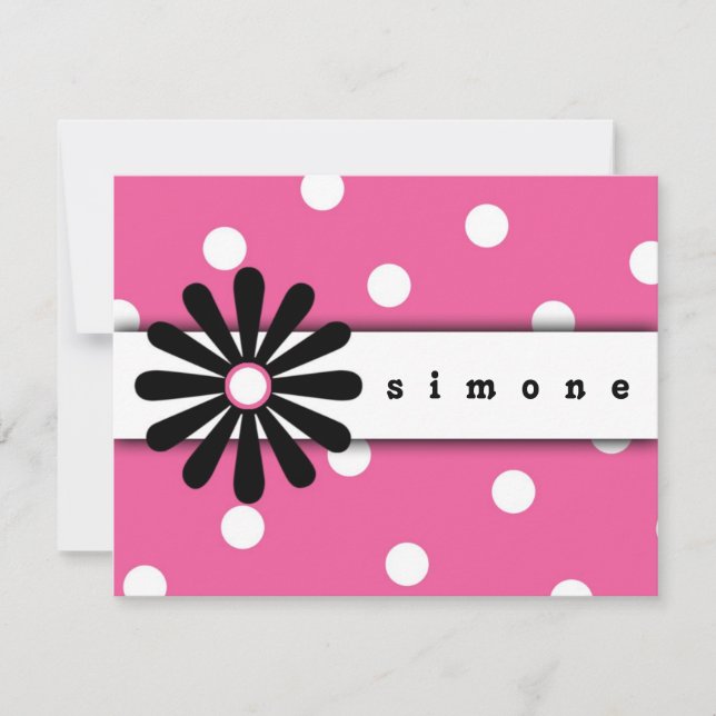 Pink & White Polka Dot Note Card (Front)