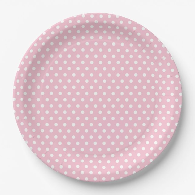 Pink White Polka Dot Paper Plates (Front)