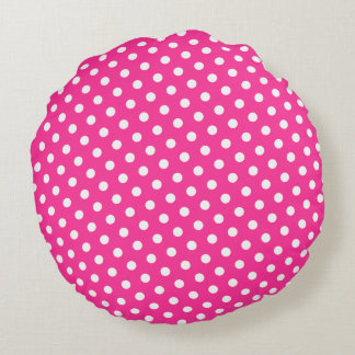 Pink & White Polka Dot Round Pillows