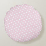 Pink & White Polka Dot Round Pillows<br><div class="desc">Simple and elegant,  this Pink & White Polka Dot Pattern Round Pillow is the perfect accent to your living room,  den or bedroom.  Mix and match the colours in every room in your house.</div>