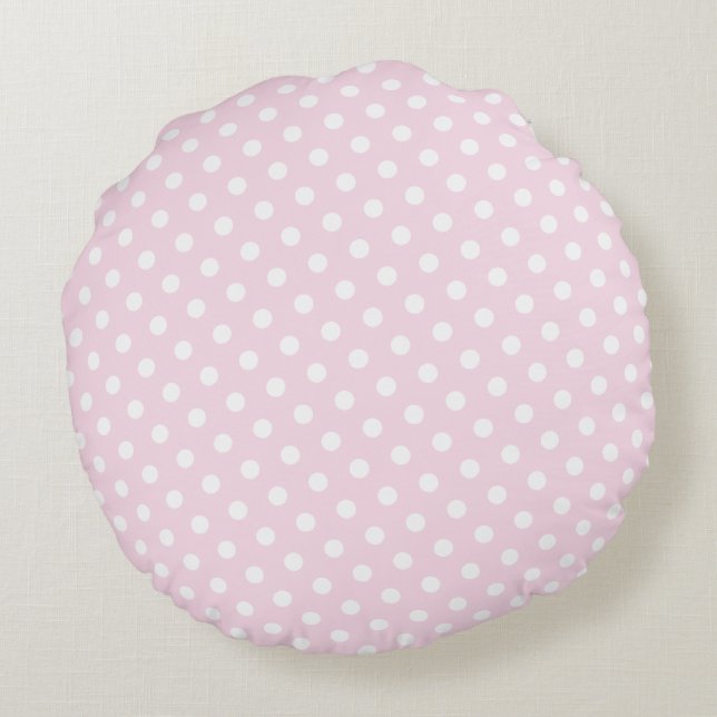 Pink & White Polka Dot Round Pillows (Back)