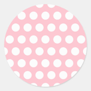 Pink & White Polka Dots Classic Round Sticker