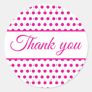 Pink white polka dots classic round sticker