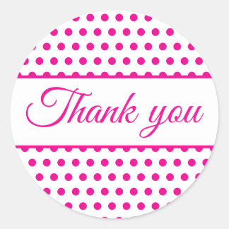 Pink white polka dots classic round sticker