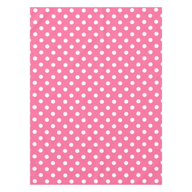 Pink White Polka Dots Design Tablecloth (Front)