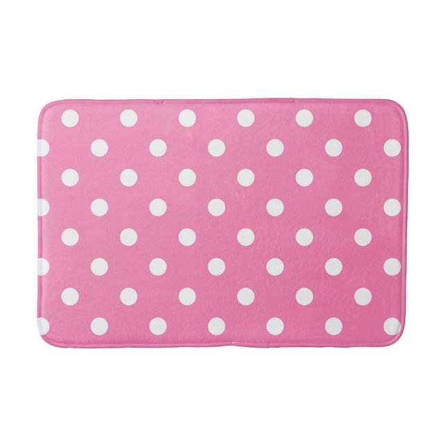 Pink & White Polka Dots Dot Bath Mat (Front)