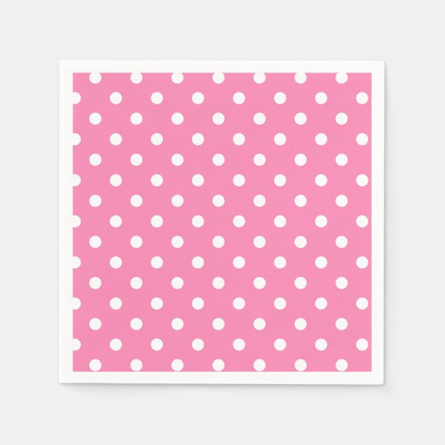 Pink & White Polka Dots Dot Birthday Party Napkin (Front)