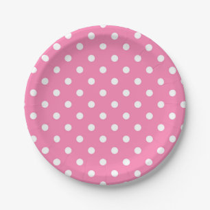 Pink & White Polka Dots Dot Birthday Party Paper Plate