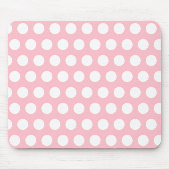Pink & White Polka Dots Mouse Mat (Front)