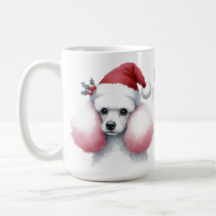 Pink White Poodle Christmas Mug Cup
