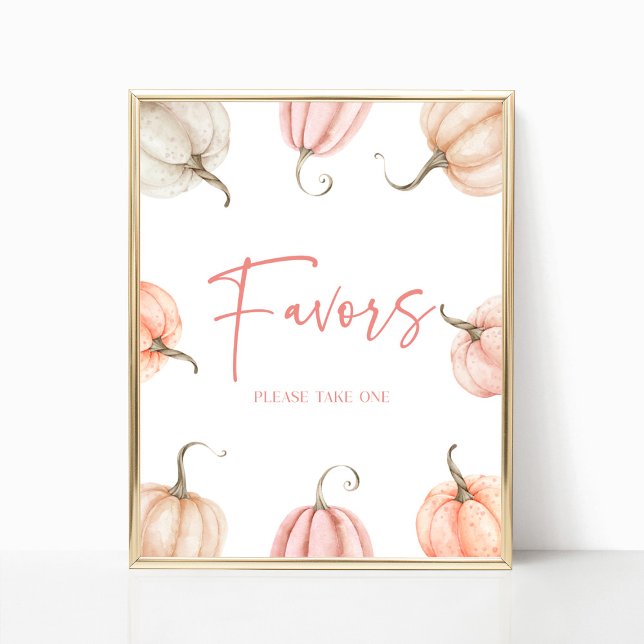 Pink White Pumpkin Fall Autumn Party Favours Sign (Creator Uploaded)
