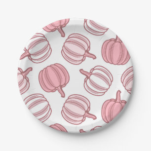 Pink & White Pumpkin Printed Paper Plates
