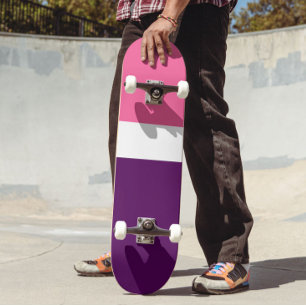 Pink White Purple Plain Color Block Design  Skateboard