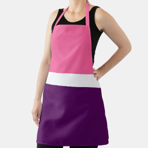 Pink White Purple Plain Colour Block Design Apron