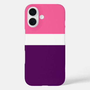 Pink White Purple Plain Colour Block Design iPhone 16 Case