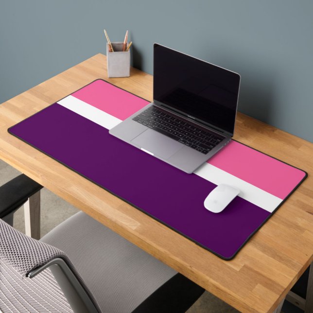Pink White Purple Plain Colour Block Design  Desk Mat (Creator Uploaded)