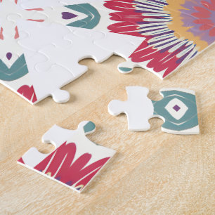 Pink, White & Purple Watercolor Floral  Jigsaw Puzzle