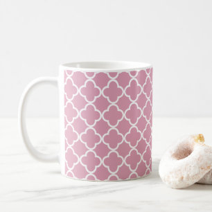 Pink white quatrefoil  coffee mug