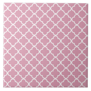 Pink white quatrefoil tile