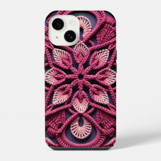 Pink White Red Colourful Granny Square Crochet iPhone 14 Case