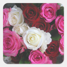 Pink, White & Red Roses Bouquet Photo-