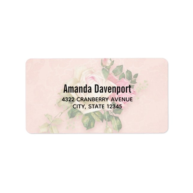 Pink & White Rose Bouquet Label (Front)