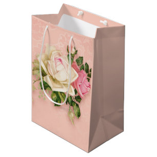 Pink & White Rose Bouquet Medium Gift Bag