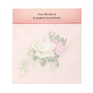 Pink & White Rose Bouquet Notepad