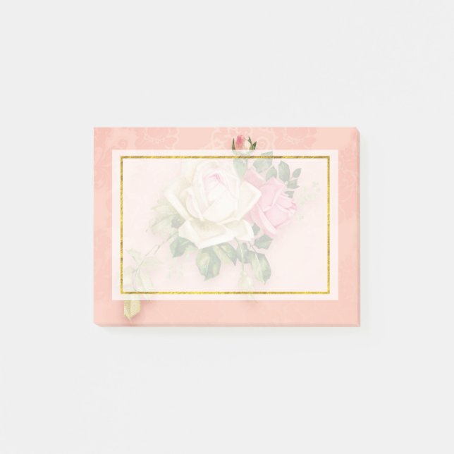 Pink & White Rose Bouquet Post-it Notes (Front)