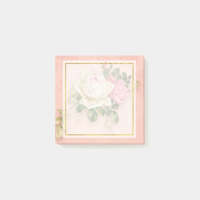 Pink & White Rose Bouquet Post-it Notes (Front)