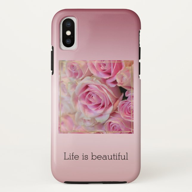 Pink White Roses Beautiful Moments          Case-Mate iPhone Case (Back)