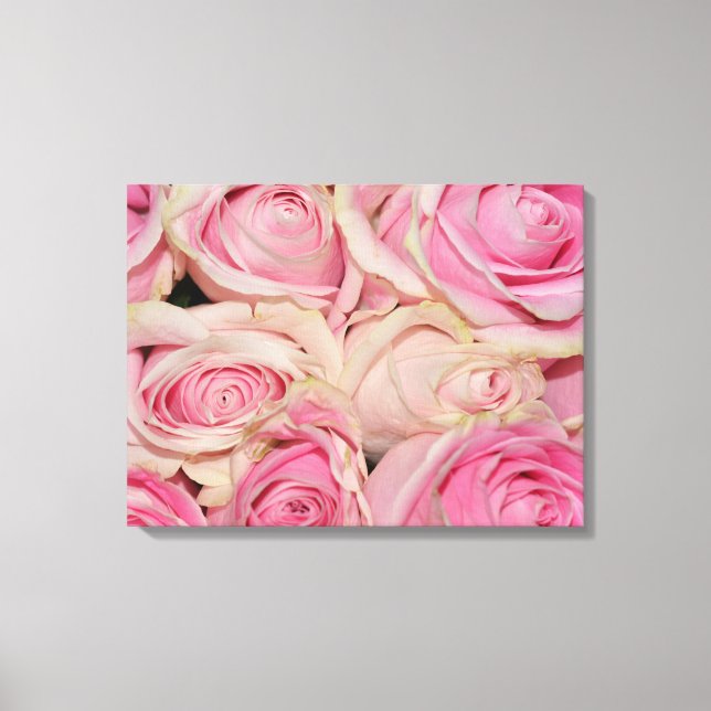Pink White Roses Canvas Print (Front)