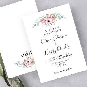 Pink White Rustic Eucalyptus Greenery Wedding   Invitation