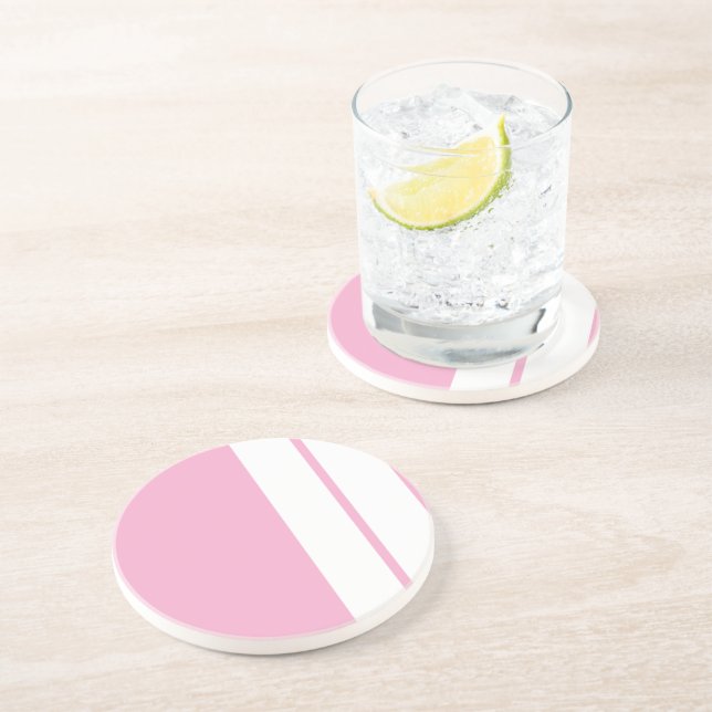 Pink  White  Sandstone Drink Coaster (Side)