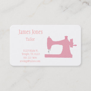 Pink & White Sewing Machine Tailor Business Card