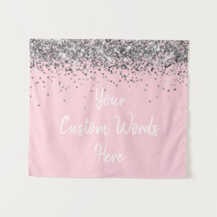 Pink White Silver Birthday Party Photo Booth Prop Tapestry