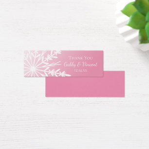 Pink White Snowflake Wedding Thank You Favour Tags