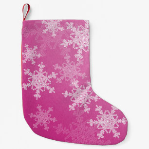 Pink White Snowflakes Minimalist Christmas Small Christmas Stocking