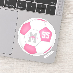 Pink white soccer ball girls personalised