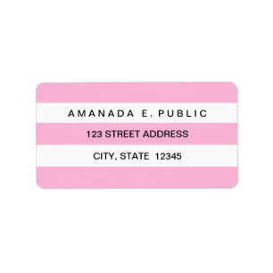Pink White Solid Stripes Pattern Address Labels