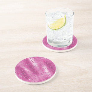 Pink White Sparkle Cheetah Print Coaster