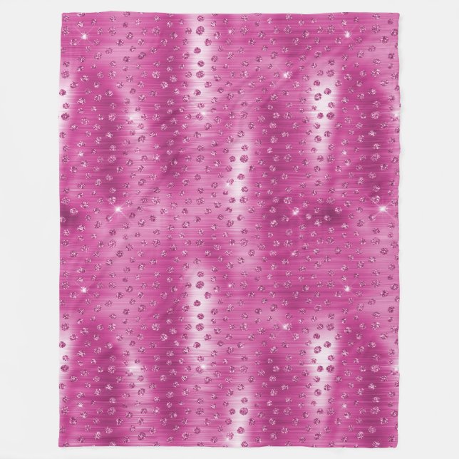 Pink White Sparkle Cheetah Print      Fleece Blanket (Front)