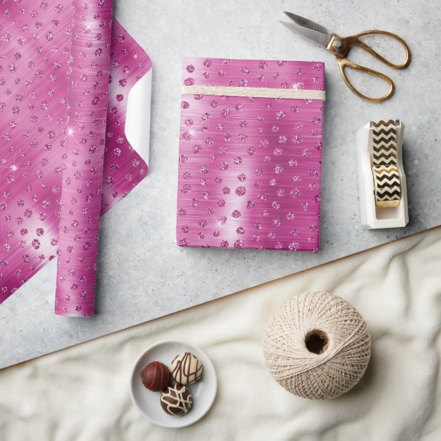 Pink White Sparkle Cheetah Print      Wrapping Paper (Crafts)