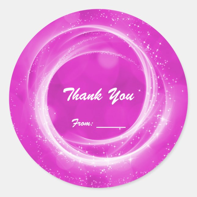 Pink & White Sparkle Cinderella Any Event Party Classic Round Sticker (Front)