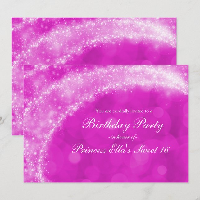 Pink & White Sparkle Cinderella Any Event Party Invitation (Front/Back)
