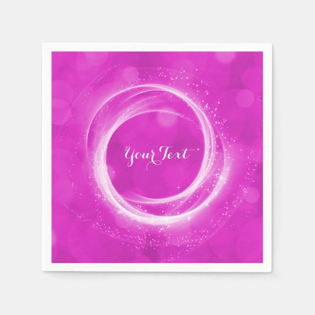Pink & White Sparkle Cinderella Any Event Party Napkin (Front)