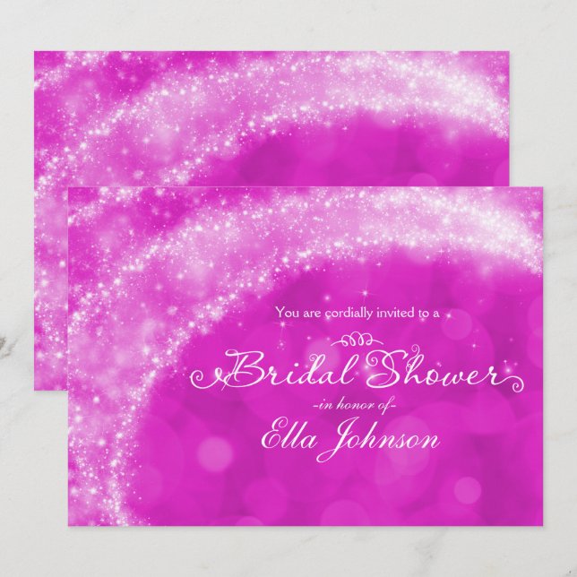 Pink & White Sparkle Cinderella Bridal Shower Invitation (Front/Back)
