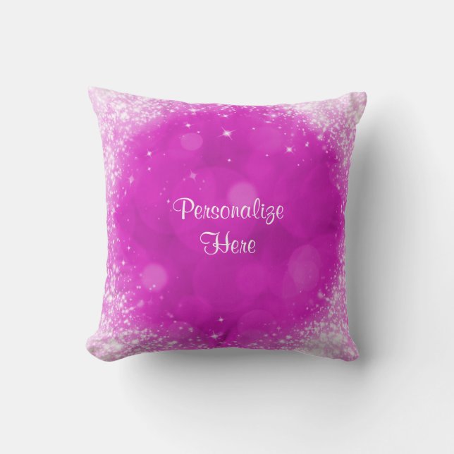 Pink & White Sparkle Glamour Faux Glitter Cushion (Front)