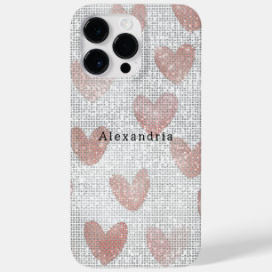 Pink White Sparkle Hearts Case-Mate iPhone 14 Pro Max Case