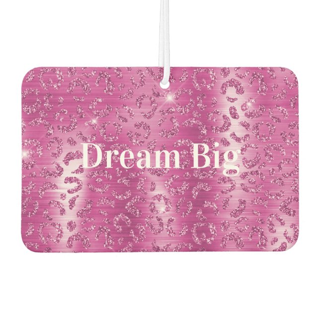 Pink White Sparkle Leopard Print      Car Air Freshener (Front)